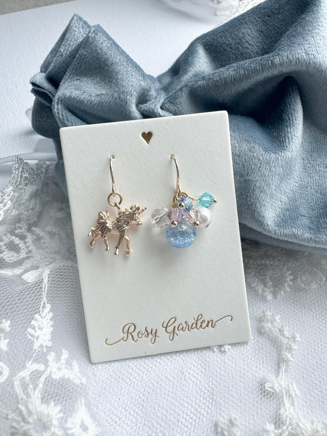 夢幻獨角獸水晶球耳環 可換耳夾
