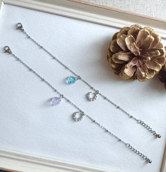 月亮流沙水晶球手鏈