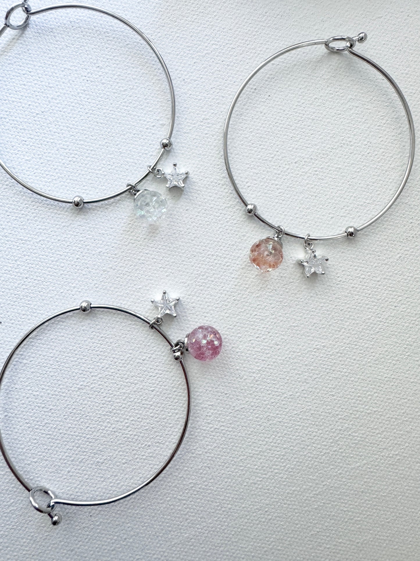 鋯石星星流沙水晶球手鐲