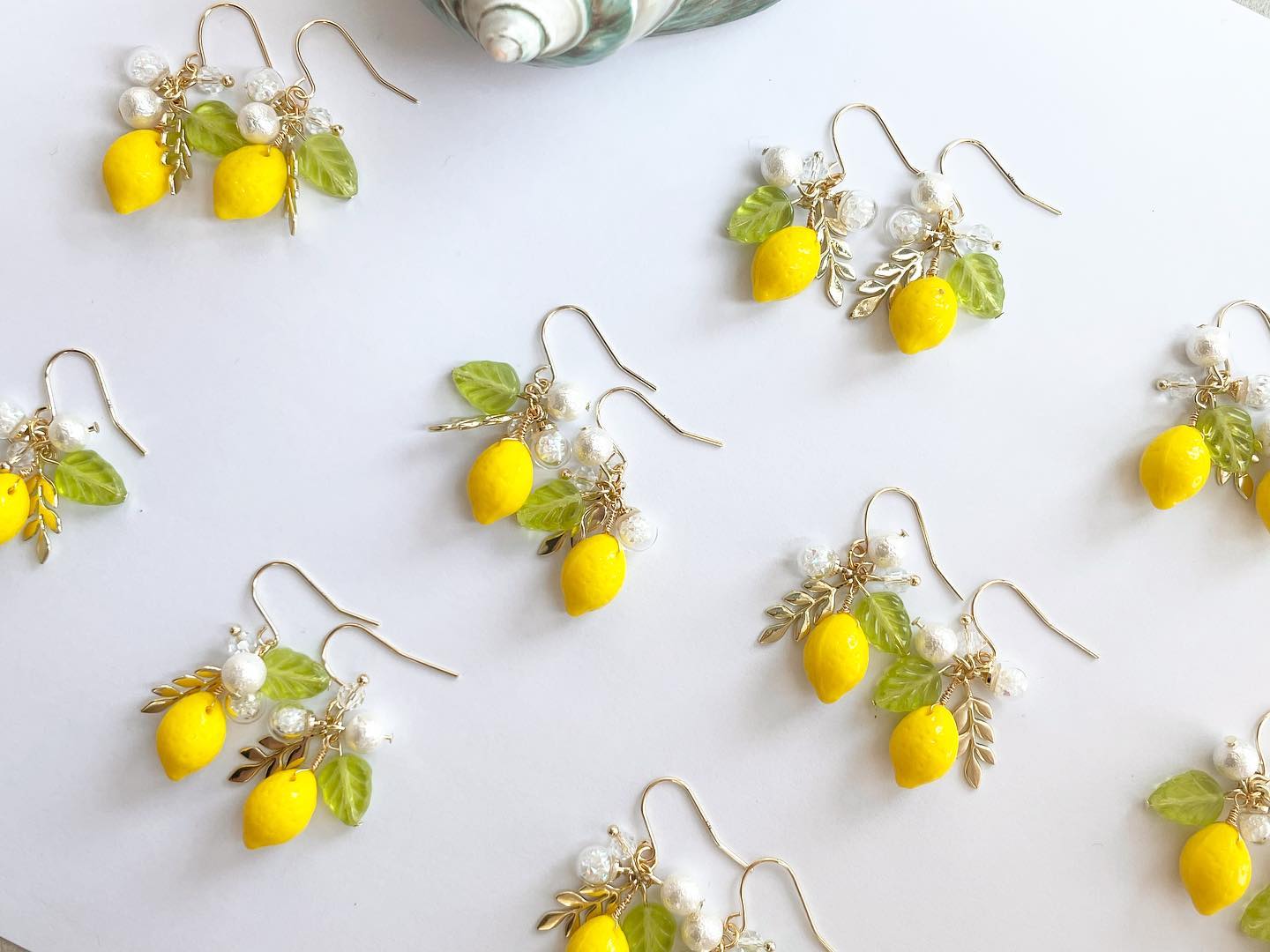 南法風情 檸檬水晶球耳環 可換耳夾