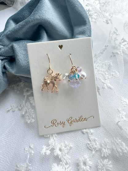 夢幻獨角獸水晶球耳環 可換耳夾
