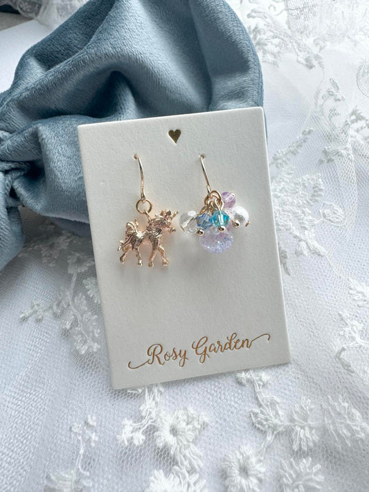 夢幻獨角獸水晶球耳環 可換耳夾