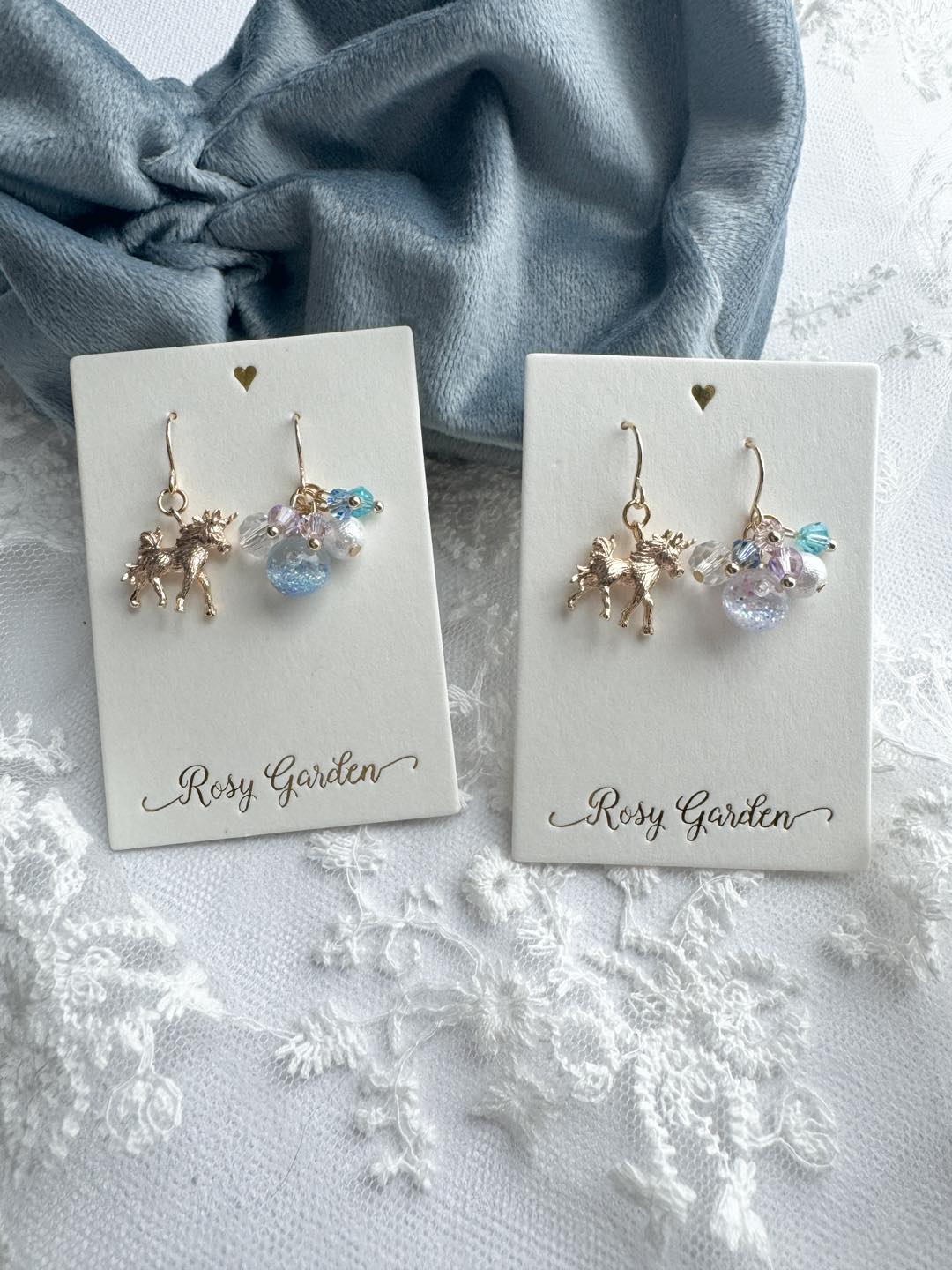 夢幻獨角獸水晶球耳環 可換耳夾