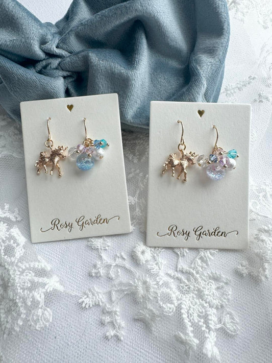 夢幻獨角獸水晶球耳環 可換耳夾