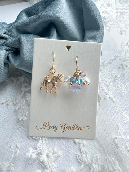 夢幻獨角獸水晶球耳環 可換耳夾