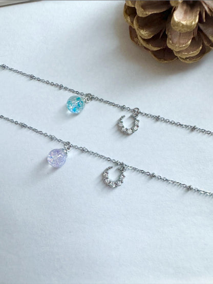 月亮流沙水晶球手鏈