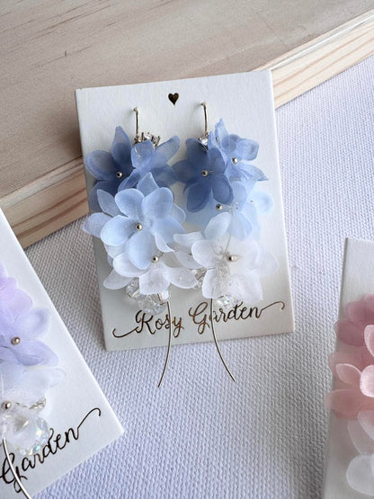 雪紡蘋果花水晶球耳環 可換耳夾【流線款】