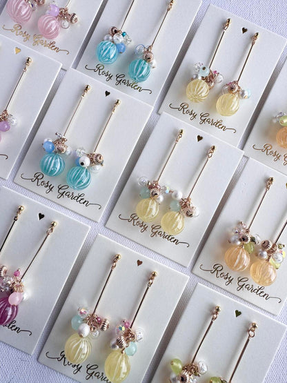 日本和風手鞠糖水晶球耳環 可換耳夾