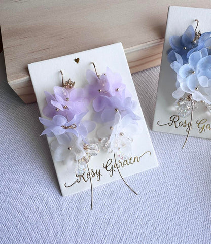 雪紡蘋果花水晶球耳環 可換耳夾【流線款】