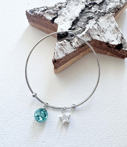 鋯石星星流沙水晶球手鐲