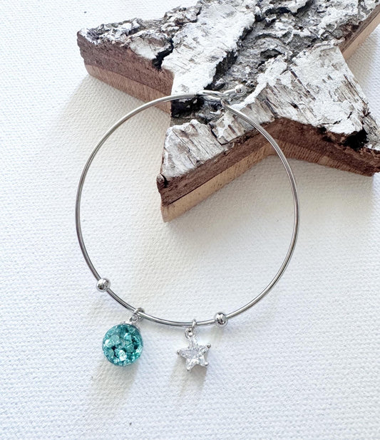 鋯石星星流沙水晶球手鐲