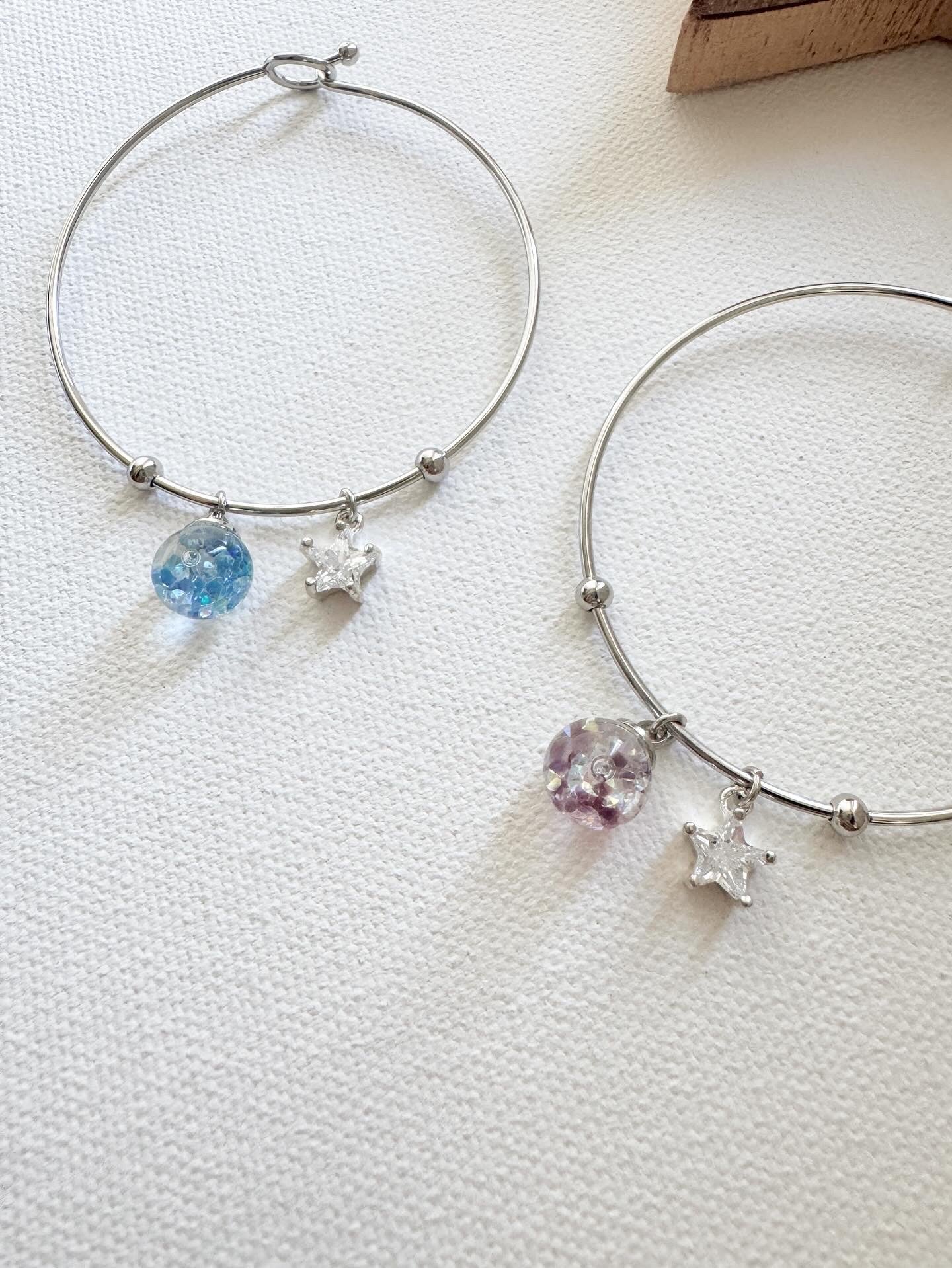 鋯石星星流沙水晶球手鐲