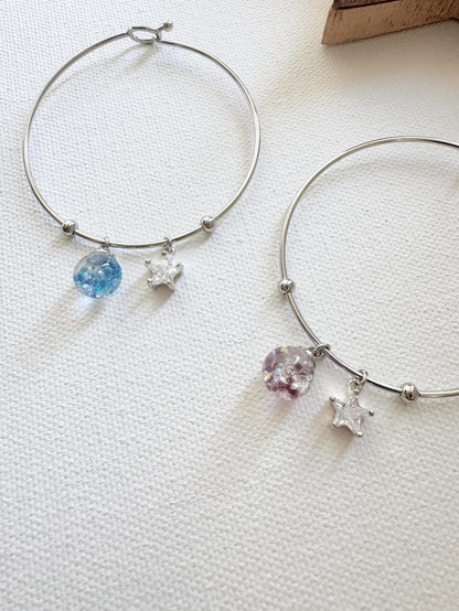 鋯石星星流沙水晶球手鐲