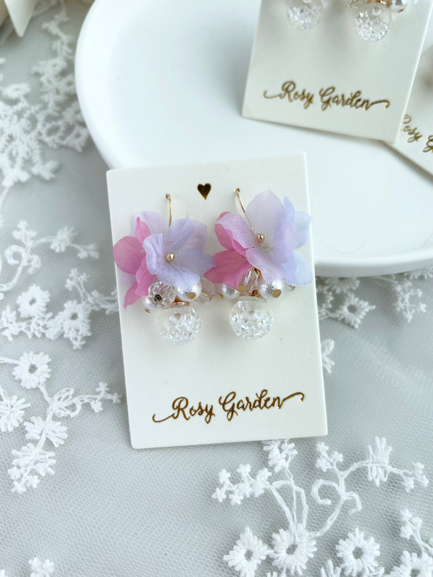 雪紡繡球花耳環