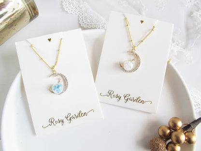 月亮女神水晶球鍍金頸鍊