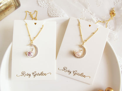 月亮女神水晶球鍍金頸鍊