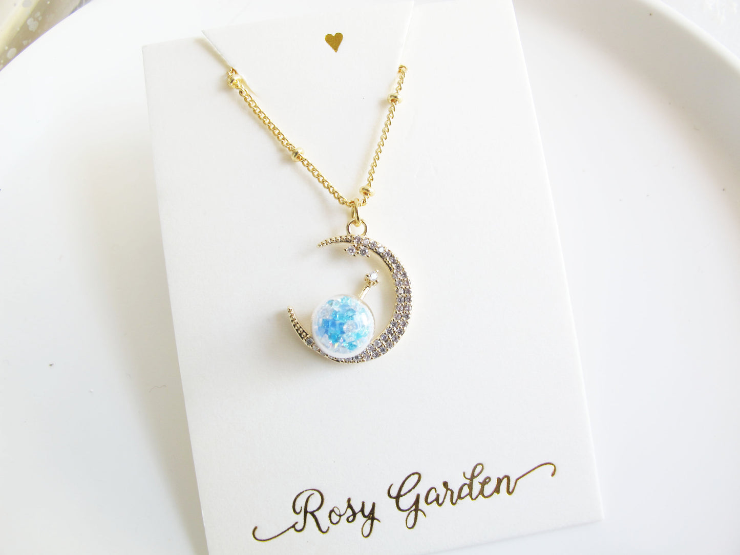 月亮女神水晶球鍍金頸鍊