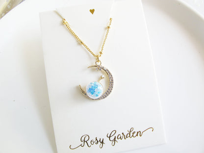 月亮女神水晶球鍍金頸鍊