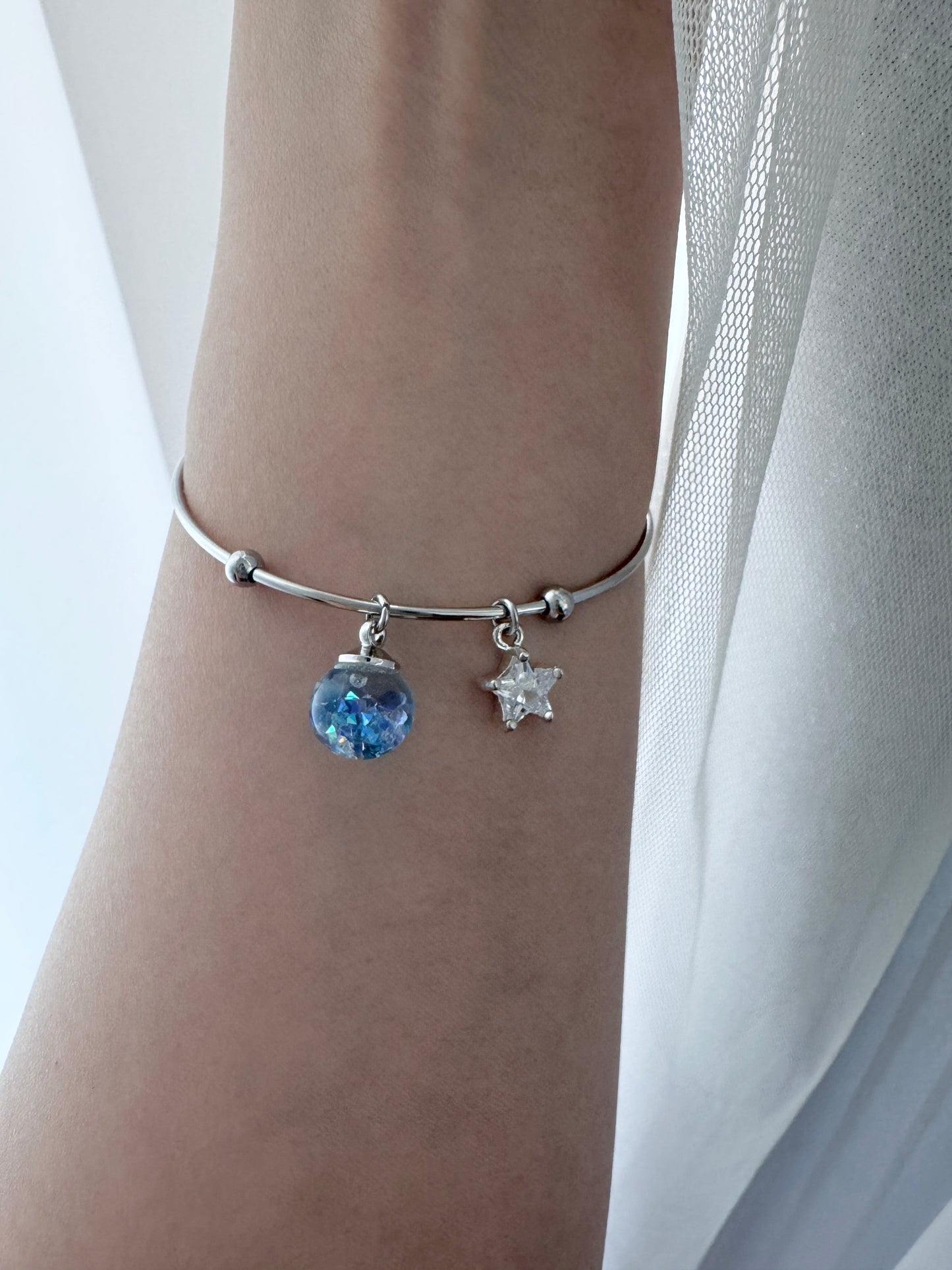 鋯石星星流沙水晶球手鐲