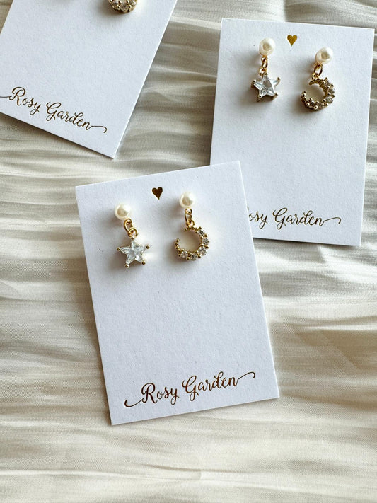 浪漫星月耳環 可換耳夾