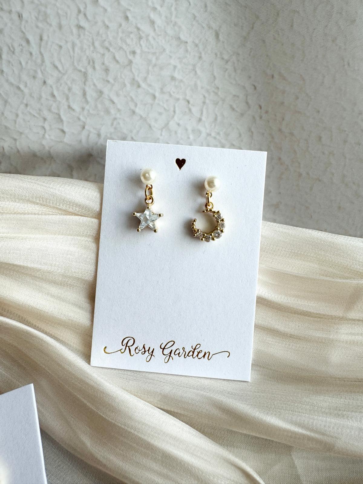 浪漫星月耳環 可換耳夾