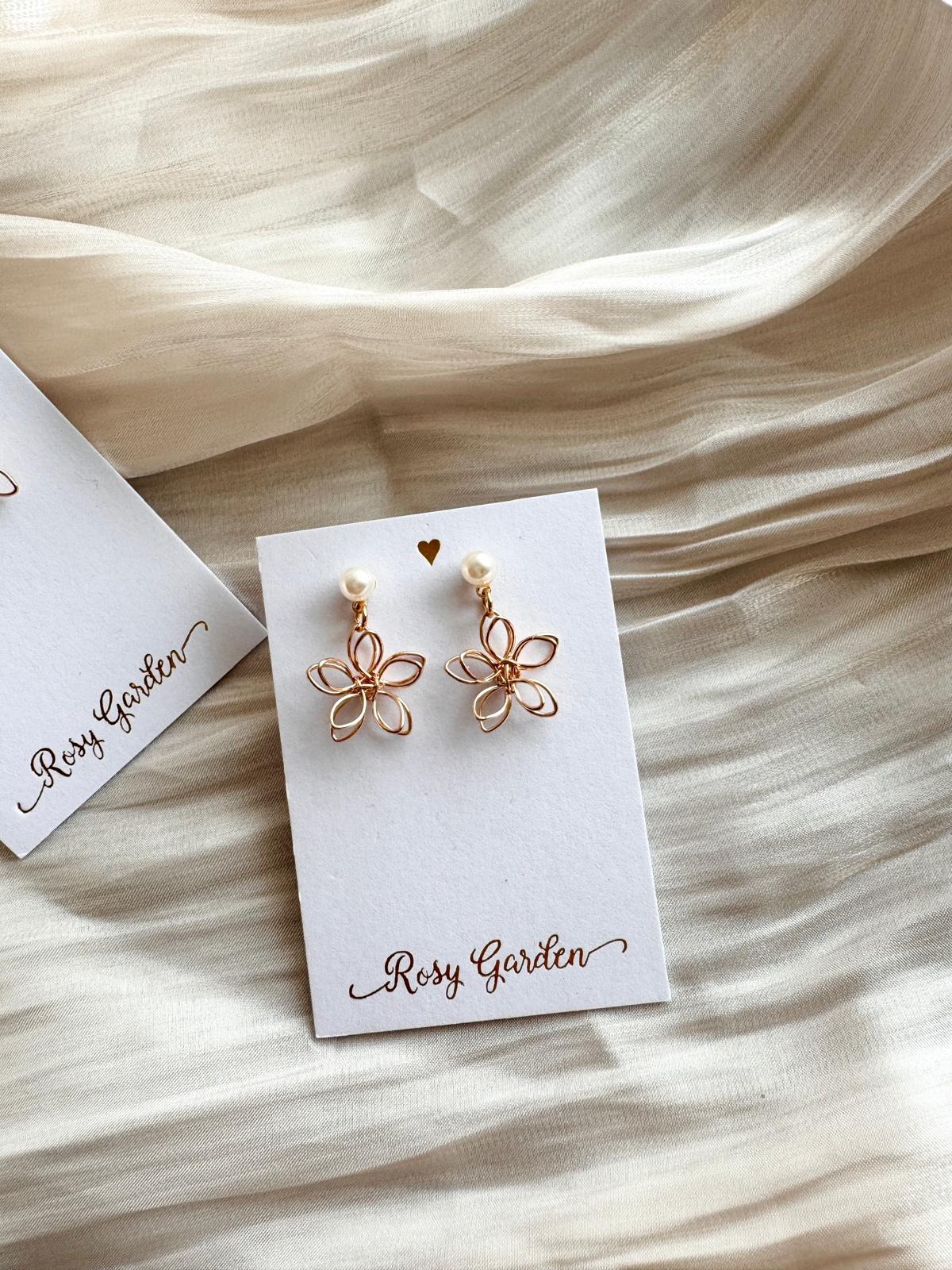 繞綫立體五瓣花花耳環