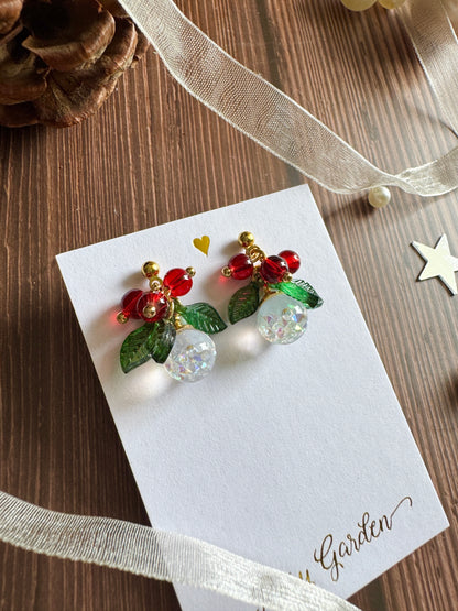 聖誕冬青耳環