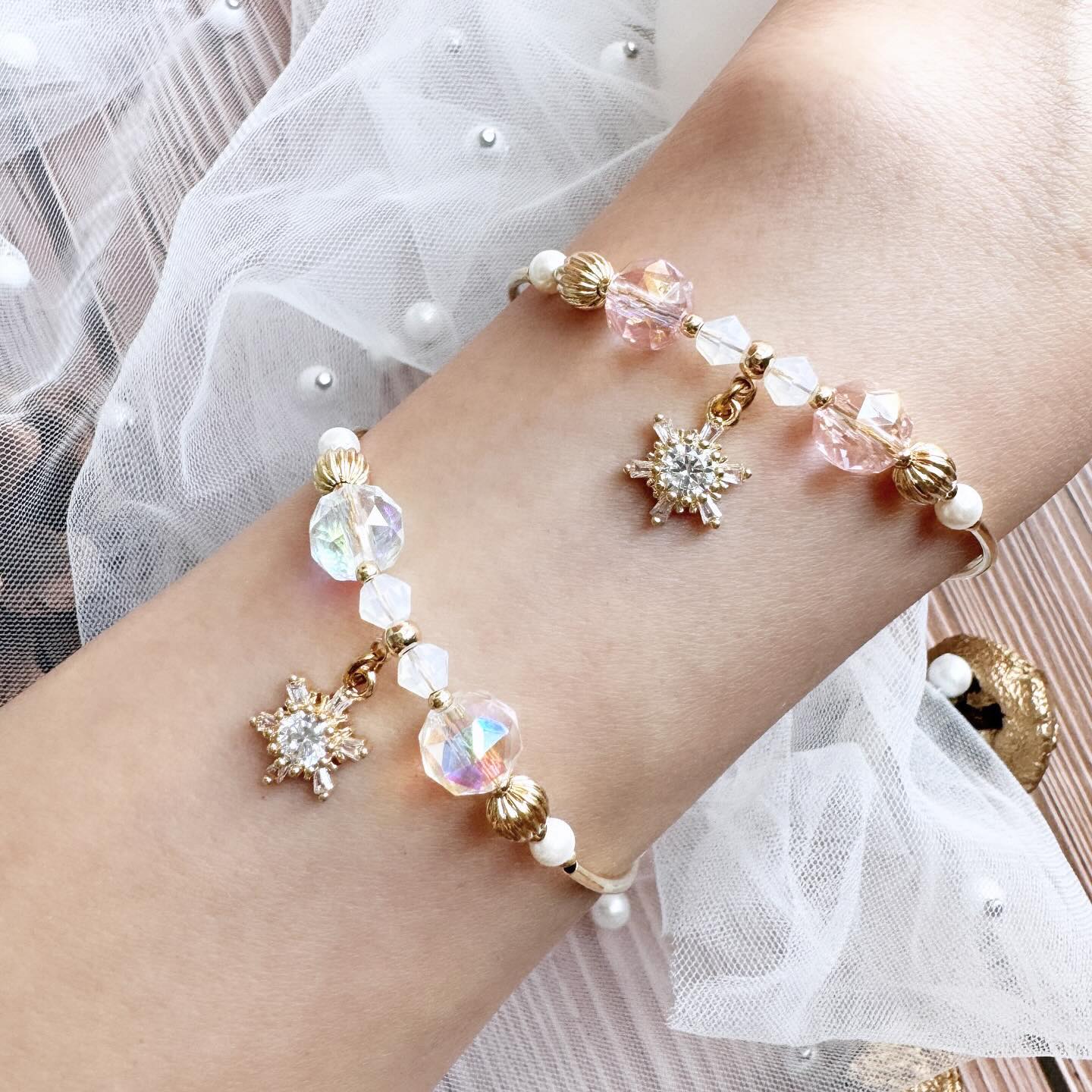 閃閃珠串雪花吊飾手鏈