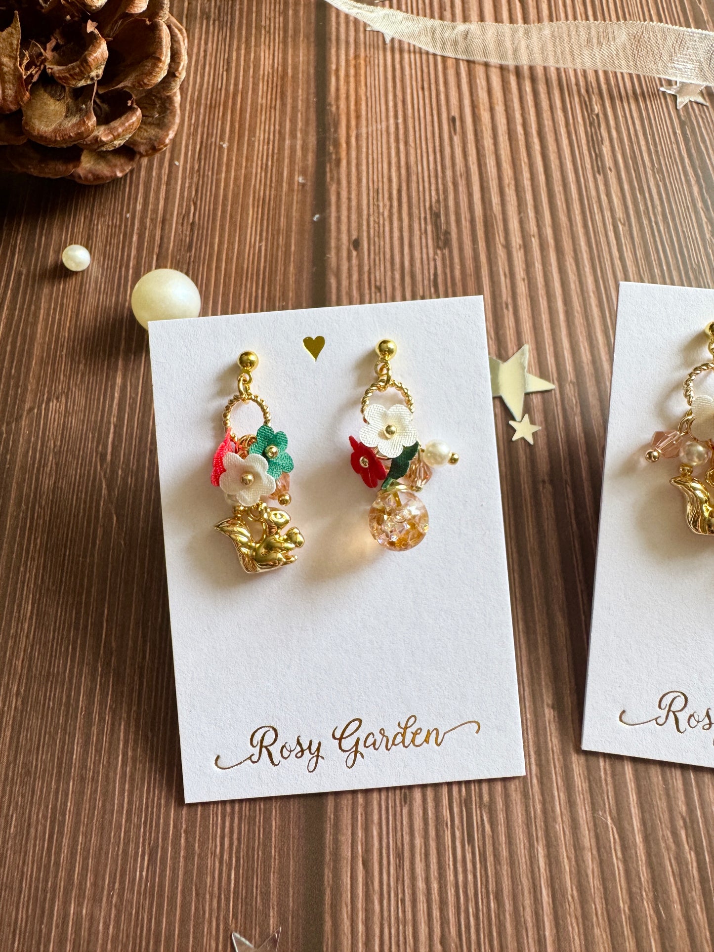 小松鼠耳環 聖誕色