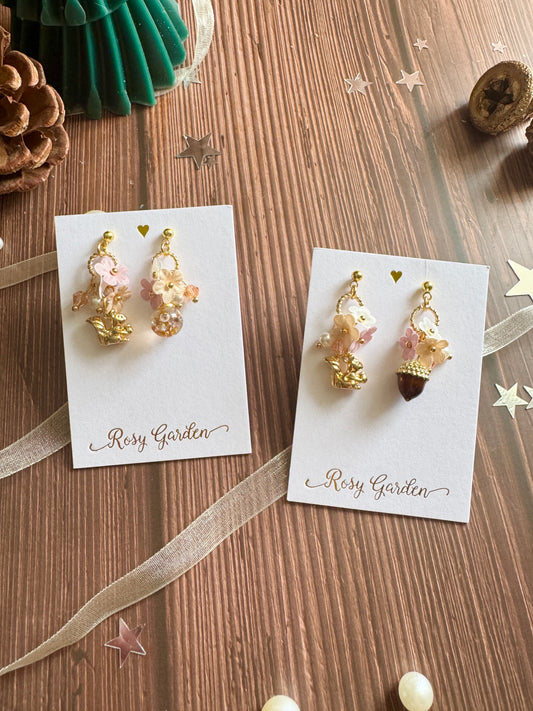 小松鼠耳環 秋冬色