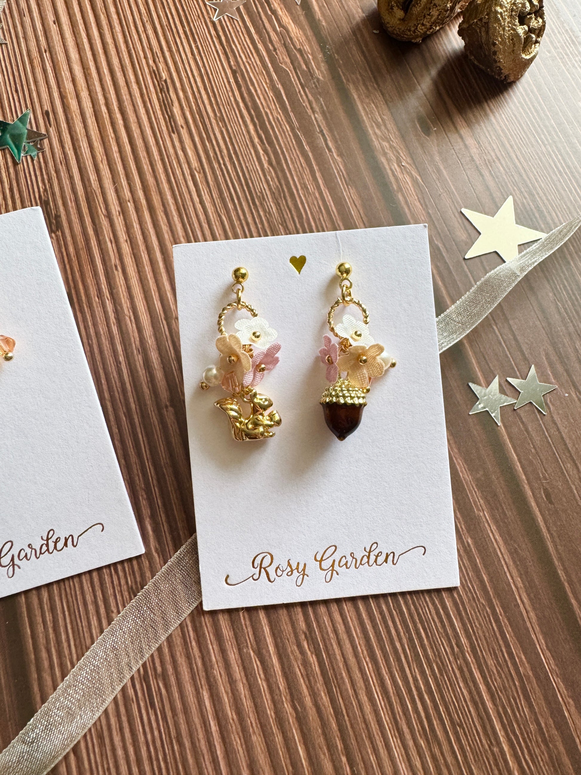 棕色小松鼠 動物耳環